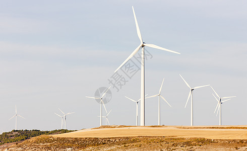 达坂城风力发电站西班牙卡斯蒂利亚和里昂力量生态涡轮机自然资源外观工业风力活力发电发电厂背景