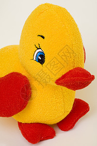 鸭子玩具静物黄色红色童年婴儿儿童孩子气内饰背景图片