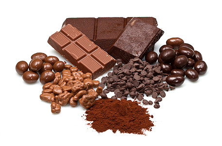 巧克力美食奶油展示团体营养酒吧甜点诱惑糖果配料背景图片