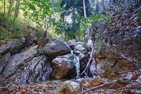 溪流中的小瀑布环境岩石图片