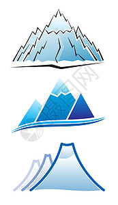图标集山脉艺术山坡高度首脑山腰顶峰矿物蓝色标识图片