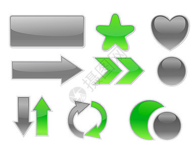 收集网络要素阴影警告绿色导航徽章气泡纽扣插图矩形酒吧图片