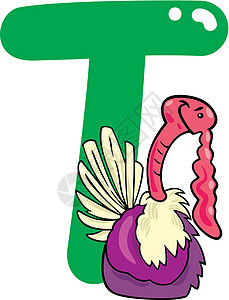 火鸡的T拼写漫画动物群幼儿园孩子们教学语言卡通片游戏学校图片