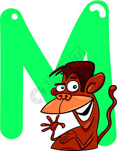 M为猴子学习拼写插图动物班级语言学校底漆动物园孩子们图片