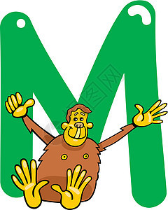 M为猴子插图公司动物园底漆漫画拼写动物群学习游戏班级图片