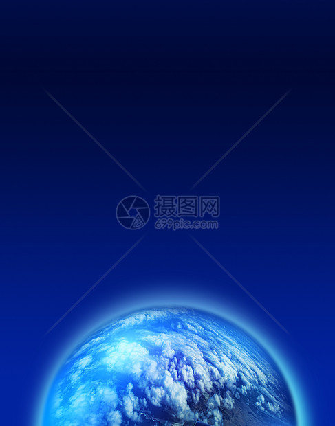 蓝色云雾行星类地世界全球轨道多云地平线地球宇宙天空黑色图片