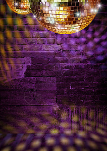 舞台灯光戏剧性砖墙迪斯科庆典镜子金光迪厅夜店娱乐紫色魅力夜生活玻璃背景