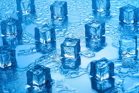 冰雪方块液体寒意蓝色镜子水晶反射水滴寒冷冰箱正方形图片