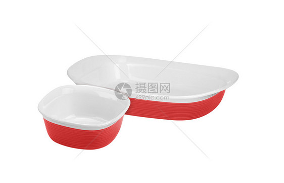 白上孤立的红碗食物寿司餐厅红色盘子白色用餐文化用具餐具图片