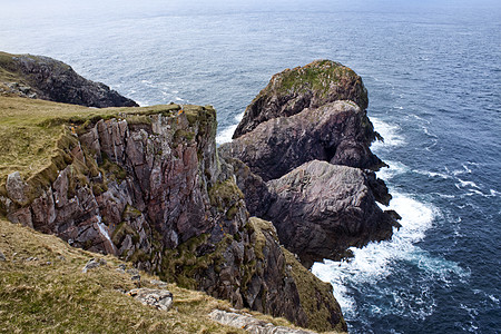 苏格兰华雷斯角海蓝色碎粒天空岩石卡片海岸高地王国图片