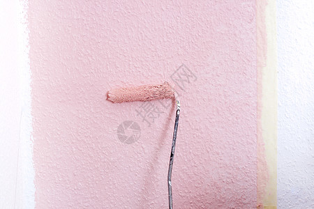 粉红色的画墙艺术滚筒维修房间工作画家飞溅项目盒子横幅图片