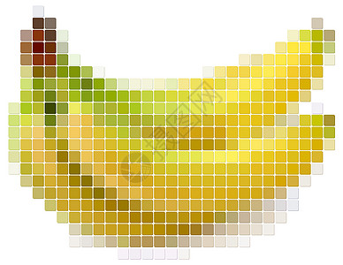 香蕉屏幕正方形像素化盒子投影黄色小吃插图刺绣白色图片