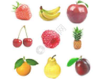 水果马赛克盒子创造力屏幕覆盆子立方体插图菠萝像素化刺绣图片