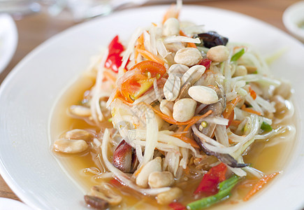 泰国木薯沙拉餐厅螃蟹美食沙拉蔬菜草本植物食物木瓜烹饪绿色图片