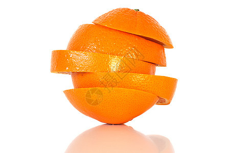 切橙子水果白色橙色橙片图片