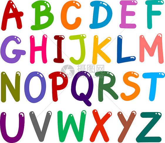 五颜六色的大写字母表草图幼儿园底漆学习教学字体卡通片绘画教育语言图片