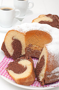 大理石杯子蛋糕桌布咖啡食物糕点圆形面包早餐甜点图片