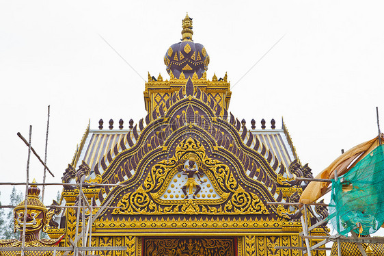 陈列的未建筑寺庙屋顶装饰蓝色佛法建造旅行文化对角线建设边缘宗教地标图片