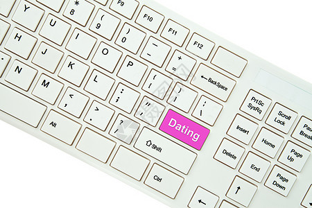在计算机键盘上用白背景孤立的单词约会图片