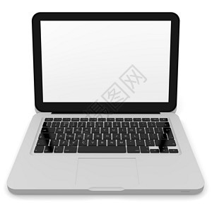 带白色屏幕的现代笔记本电脑图片