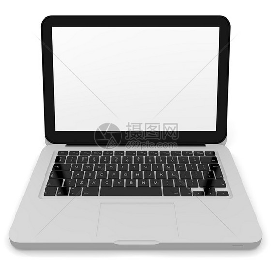 带白色屏幕的现代笔记本电脑图片