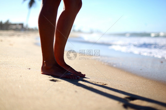 海洋上见女孩蓝色身体生活皮肤冲浪闲暇海滩珊瑚旅行图片