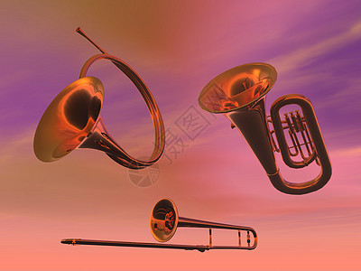 布拉斯乐队喇叭吹音乐高清图片