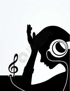 女孩耳听器翅膀笔记悲伤艺术耳机歌曲阴影旋律发型肩膀图片