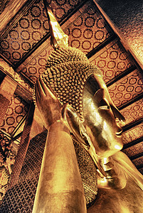 著名的曼谷寺庙 神像细节建筑蓝色城市地标信仰旅行天空马赛克假期佛教徒图片