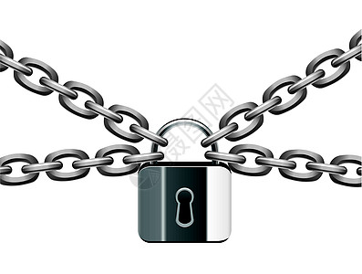 金属链和锁板的矢量说明安全插图链式卡通片法律挂锁金属白色灰色力量图片