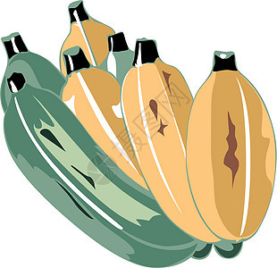 绿色和黄黄色香蕉夹子团体插图绘画艺术品蔬菜艺术早餐丛林饮食图片