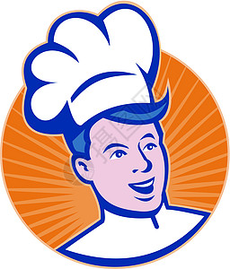 炊事总厨帽子圆圈艺术品男性工人面包师男人厨师图片