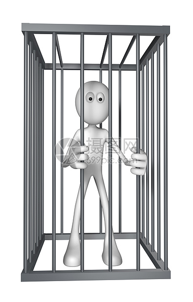 被囚禁囚犯漫画监狱插图木偶自由绝缘金属惩罚法律吉祥物图片