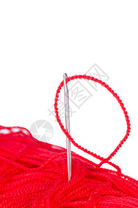 针线和线棉布金属裁缝圆形白色织物圆圈工具红色缝纫图片