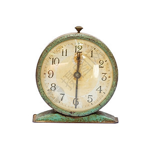 旧时钟小时白色模拟古董金属绿色数字拨号乡愁钟表图片