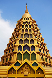 泰国寺庙建筑佛塔天空蓝色考古学宗教金子佛教徒遗产建筑学图片