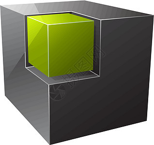 黑色立方体阴影商业解决方案白色团体盒子艺术正方形反射绿色图片