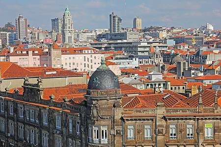 葡萄牙 葡萄牙港 对该市的空中观察历史性洗衣店旅游建筑教会港口世界街道房屋旅行图片