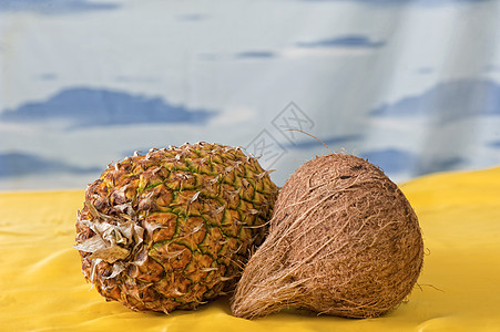 菠萝和椰子饮食香蕉水果甜点热带营养背景图片