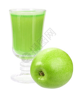 新鲜绿色苹果汁和苹果果汁液体工作室蔬菜早餐酒精玻璃气泡食物水果图片