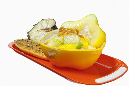 带有热带水果的沙拉食物白色情调药品果汁异国甘蔗活力图片