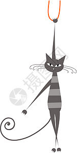 用来设计你的有趣的灰色条纹猫猫科哺乳动物艺术动物小猫乐趣胡须草图夹子宠物图片