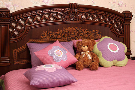 内部的枕头房子风格材料锦缎棕色薄纱丝绸云纹卧室图片