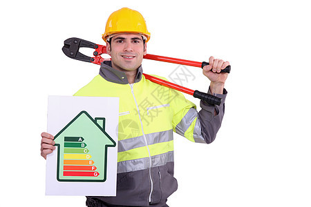 持有能源证书的建筑工人图片