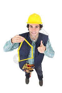 建筑工人和他的折叠标尺图片