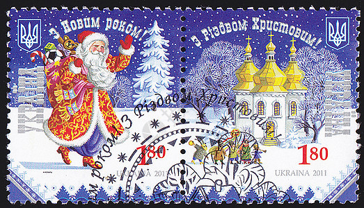 乌克兰邮政邮戳插图爱好船运艺术旅行明信片模版价格边缘边界背景图片