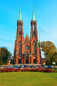 波兰的教堂天空蓝色宗教窗户圆形教会历史游客图片