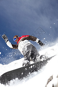 滑雪板喷洒粉粉背景图片