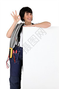 女性电器师 头板空空空的女电机员图片