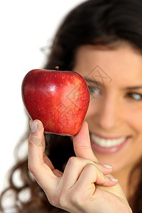 持有苹果的年轻妇女预防治疗幸福营养矿物质市场风险活力早餐蔬菜图片